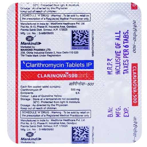 clarinova 500mg tablet 6's